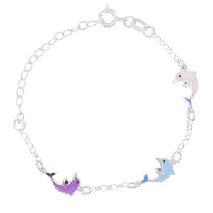 Bratara Argint 925 pentru copii 12+5cm-Delfini