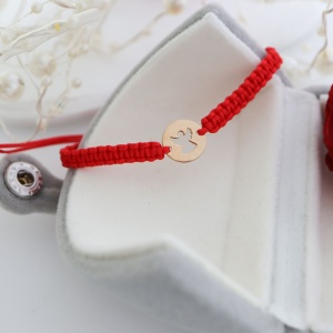 Bratara cu snur si disc ingeras din aur 14k - Img 4