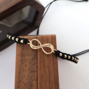 Bratara cu snur si infinit din Aur 14k + 20 bilute de 2.5mm - Img 3