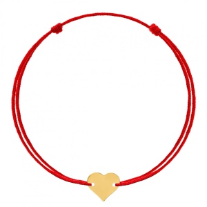 Bratara cu snur si inimioara 1cm din Aur 14K - personalizabila - Img 2