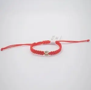 Bratara cu snur pentru copii si disc 6mm din aur 14k personalizabil cu figurina si nume