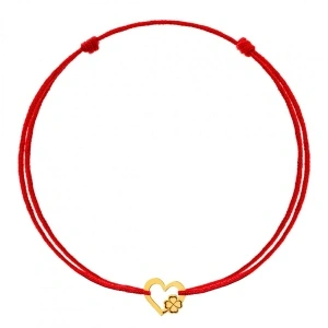 Bratara Heart Collection cu snur si inimioara cu trifoi din aur 14k