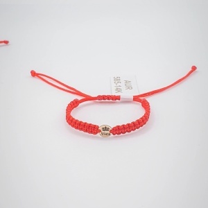 Bratara cu snur pentru copii si disc 6mm din aur 14k personalizabil cu Coronita