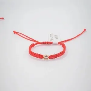 Bratara cu snur pentru copii si disc 6mm din aur 14k personalizabil cu Coronita