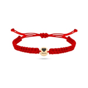 Bratara cu snur pentru copii si disc 6mm din aur 14k personalizabil cu inimioara si nume - Img 2