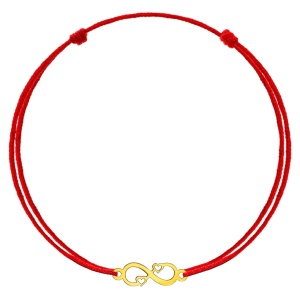 Bratara snur si Infinit Mini cu Inimioare din aur 14K