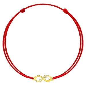 Bratara snur si Infinit Mini cu Inimioare din aur 14K