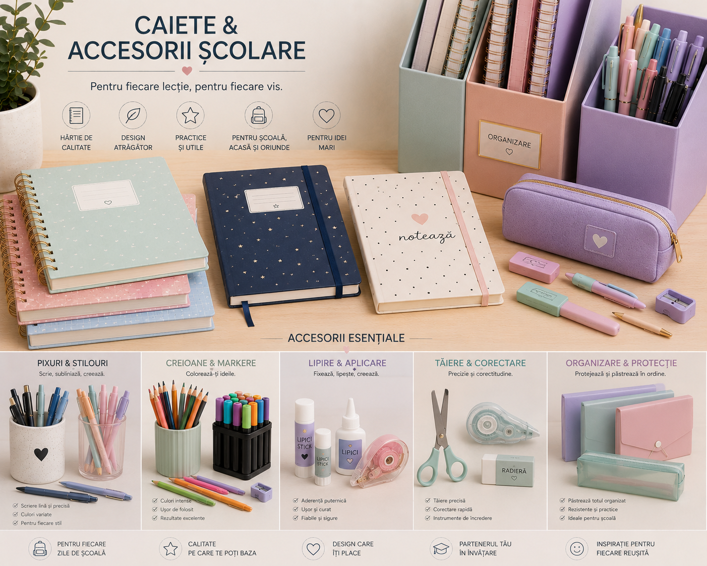 Caiete și accesorii școlare