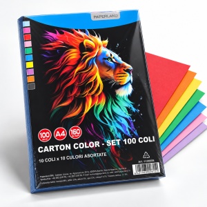 Carton colorat Paperland A4, 160 g/mp, 100 coli, 10 culori asortate - Img 3