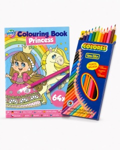 Set Moxy Princess: carte de colorat 64 pagini + creioane colorate 12 culori