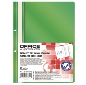 Dosar din plastic cu sina si doua perforatii OFFICE Products, 100/170 microni, Verde