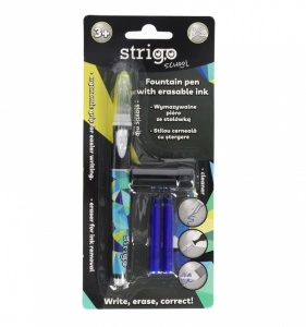 Stilou Strigo cu Cerneală Albastră care se Șterge + Dispozitiv Curățare Peniță + 2 Rezerve – Design Geometric