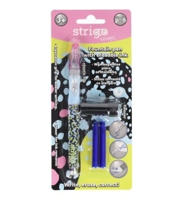 Stilou Strigo cu Cerneală care se Șterge + 2 Rezerve + Dispozitiv Curățare Penița – Design Wild
