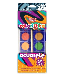 Acuarele COLORISTICA 12 culori 27mm cu pensula