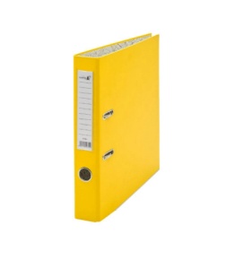 Biblioraft plastifiat Basic, 5 cm, colturi metalice, galben
