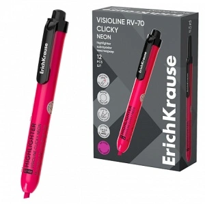 Evidentiator retractabil ErichKrause Visioline RV-70 Clicky Neon Roz