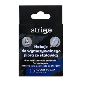Set 5 rezerve pentru Stiloul cu stergere Strigo cu Cerneală Albastră – Ștergere prin Fricțiune