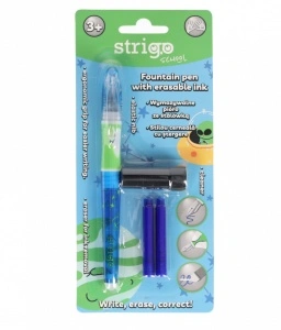 Stilou Strigo cu Cerneală Albastră care se Șterge + Dispozitiv Curățare Penița + 2 Rezerve – Design Cosmos