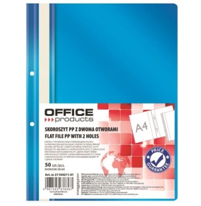 Dosar din plastic cu sina si doua perforatii OFFICE Products, 100/170 microni, Albastru