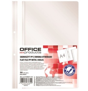 Set 5 dosare plastic cu șină și 2 perforații OFFICE Products, alb, 100/170 microni
