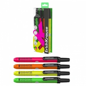 Evidentiator retractabil ErichKrause Visioline RV-70 Clicky Neon , 4/set