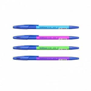 Set 4 Pixuri ErichKrause Stick&Grip Neon 0.7 mm, Culori Neon Asortate