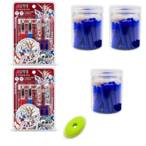 Set 4 Stilouri cu Cerneală Ștergibilă + 90 Rezerve și Gumă de Șters Cadou