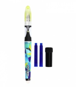 Stilou Strigo cu Cerneală Albastră care se Șterge + Dispozitiv Curățare Peniță + 2 Rezerve – Design Geometric - Img 2