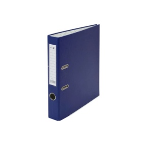 Biblioraft plastifiat Basic, 5 cm, colturi metalice, albastru inchis