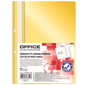 Set 5 dosare plastic cu șină și 2 perforații OFFICE Products, galben, 100/170 microni