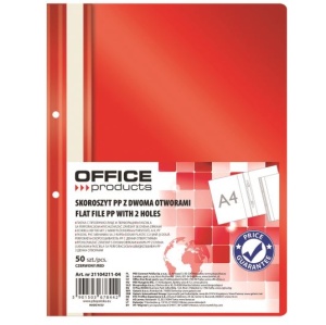 Set 5 dosare plastic cu șină și 2 perforații OFFICE Products, roșu
