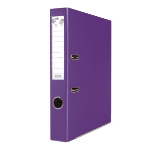 Biblioraft plastifiat Basic, 5 cm, colturi metalice, mov