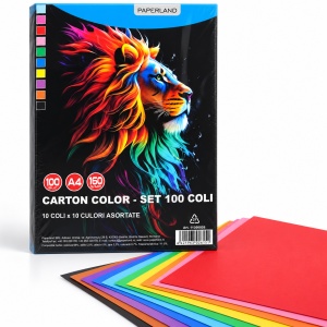 Carton colorat Paperland A4, 160 g/mp, 100 coli, 10 culori asortate - Img 2