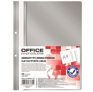 Dosar din plastic cu sina si doua perforatii OFFICE Products, 100/170 microni, Gri
