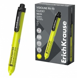 Evidentiator retractabil ErichKrause Visioline Rv-70 Clicky Neon Galben