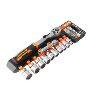 Set 12 chei tubulare 3/8″ cu mâner cu clichet Cr-V WOKIN