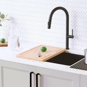 SET Chiuveta granit compozit SanDonna Edyta negru cu 2 cuve + Baterie cu dus extractabil Charlotte negru - Img 11