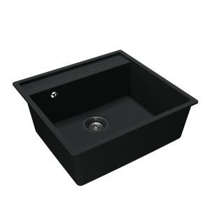 SET Chiuveta granit compozit SanDonna SELENA negru + Baterie cu dus extractabil Charlotte negru - Img 3