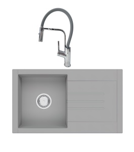 SET Chiuveta SanDonna ARONA 760 gri + Baterie SanDonna ANDRA gri - Gri