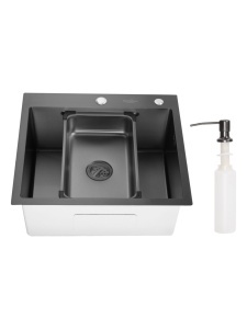 SET Chiuveta SanDonna HD5550 din inox cu tavita si dozator de sapun + Baterie SanDonna Aster multifunctionala cu casacada - Img 5