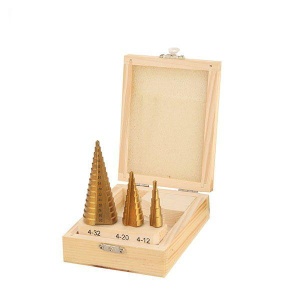 Set de 3 burhie conice WOKIN 4-12*20*32 mm placata cu titan