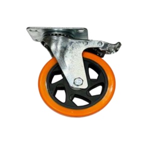 Roata pivotanta Technoworker portocalie 125 mm cu frana - AS8012