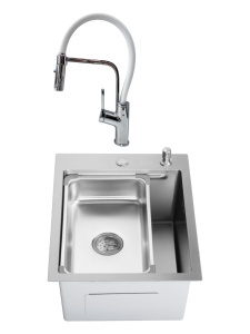 SET Chiuveta din inox SanDonna HD4050 cu tavita si dozator + Baterie flexibila SanDonna Andra - Inox