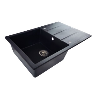 SET Chiuveta granit compozit SanDonna Paullina negru + Baterie cu dus extractabil Charlotte negru - Img 2