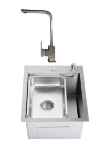SET Chiuveta inox cu tavita si dozator SanDonna HD4050 + Bateria de bucatarie pivotanta Sandonna Nera