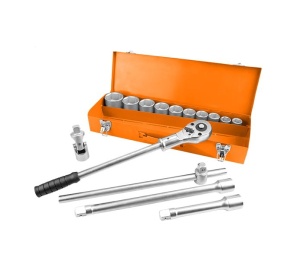 Set de 15 chei tubulare de 3/4 cu maner cu clichet Cr-V WOKIN (Industrial)