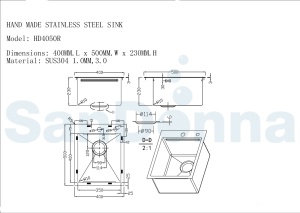 Chiuveta de bucatarie Sandonna HD4050 din inox cu tavita si dispenser + Baterie Andra auriu-alb + Ustensile de gatit din bambus - Img 6