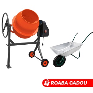 Set Betoniera TechnoWorker 140 L (Motor cupru) + Roaba LUMAG 85 L Cadou