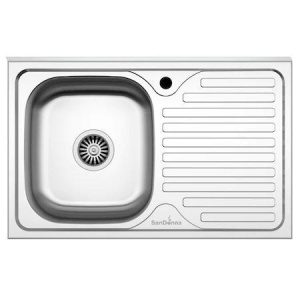 Chiuveta de bucatarie din inox 80×50 cm, cuva pe drepta, cu scurgator, SanDonna PS8050