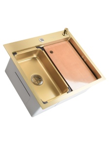 Chiuveta de bucatarie din inox SanDonna HD6050 cu tavita de scurgere detasabila, tocator si dozator